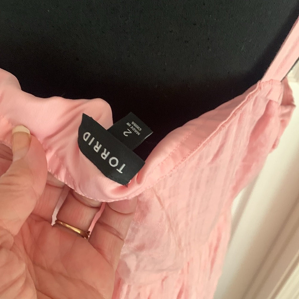 Torrid Pink Boho Button Down Spaghetti Strap Summ… - image 5
